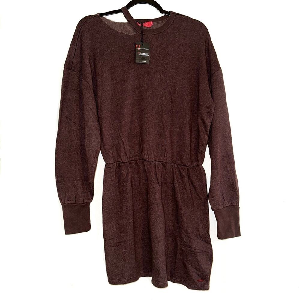 NWT n:Philanthropy Alexandria Long Sleeve Cut Out Mini Dress In Chocolate M - Picture 3 of 9